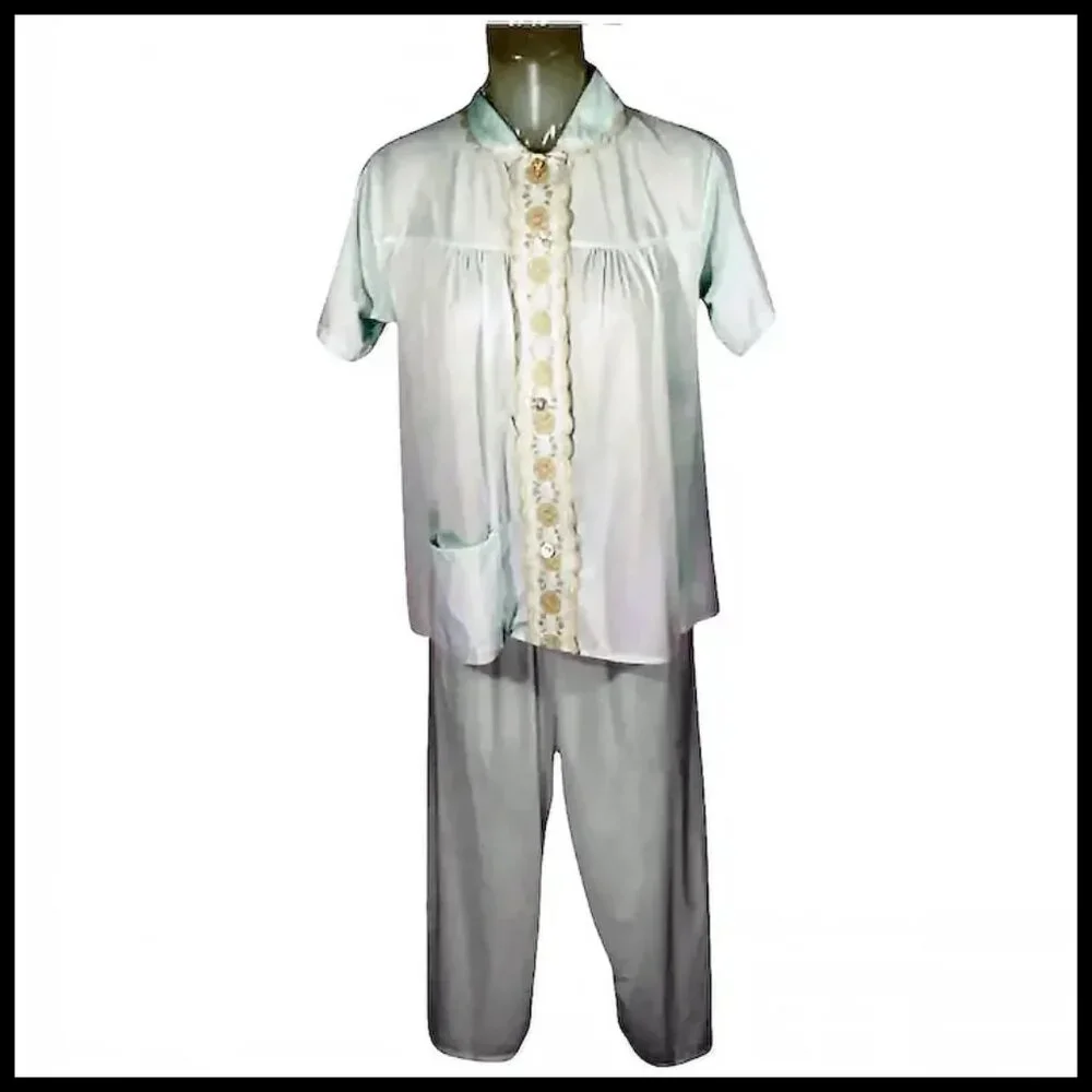 Vintage Sheer Satiny Nylon Pajamas from Philmaid, Mint Condition VFG Mid Century - Picture 8 of 13